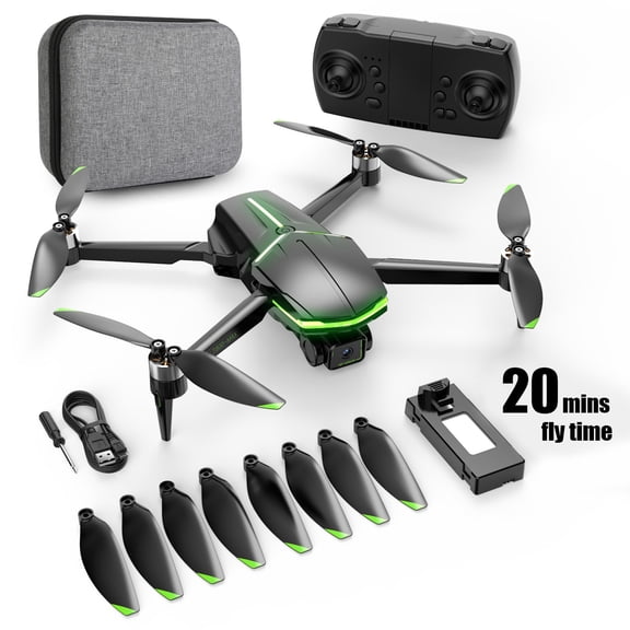 Bfogop 4K FPV Brushless Drone with 20-Minute Flight Duration, Adjustable Camera, Gesture Control, Altitude Hold, and Complete Package Including Protective Case & Spare Blades