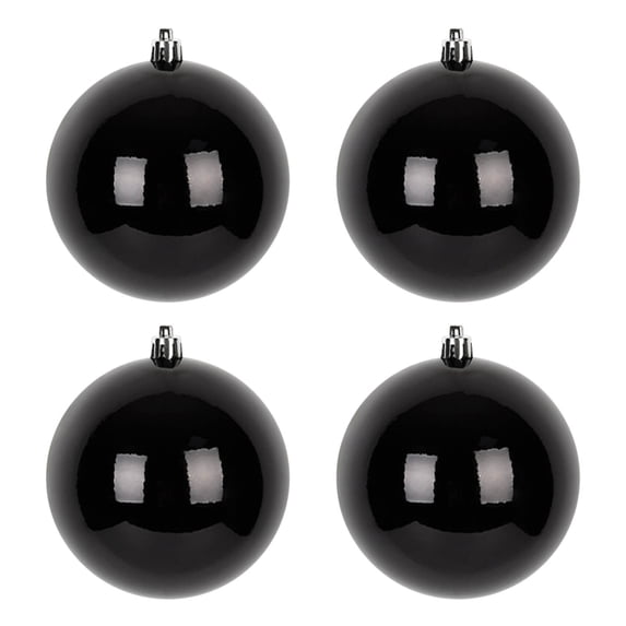 Bfogop 4Pcs Shiny Black Ball Christmas Ornaments, Hanging Baubles for Xmas Tree Decoration, 4inch Decorative Ball Ornaments Shatterproof Xmas Decorations Set for Holiday Decor