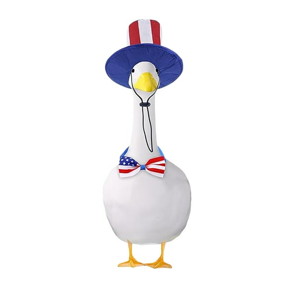 Bfogop 4th of July Goose Outfit, Porch Goose Outfit Fits Large 23" H Statue, Independence Day Porch Goose Clothes Patriotic Goose Costume for Fourth of July Garden Yard Statue Decoration