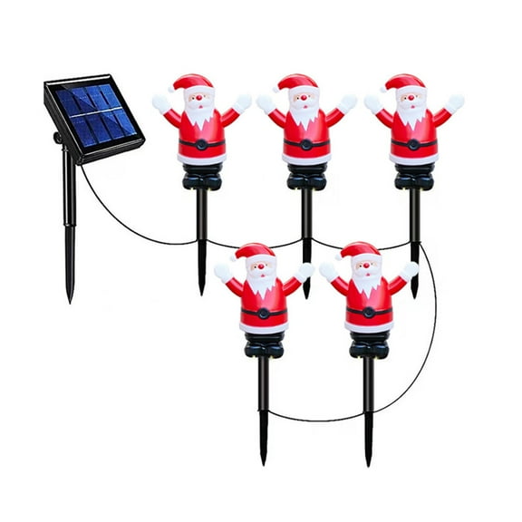 Bfogop 5-Pack Solar Christmas Garden Stake Lights Decoration, Outdoor Waterproof Solar Santa Claus Stake Christmas Pathway Lights for Garden Decorations Lawn Pathway Patio 12 Inch