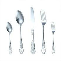 Bfogop 5-Piece Vintage Carved Silverware, Stainless Steel Flatware Set with Knife/Fork/Spoon, Stainless Steel Cutlery Set,Utensil Set for Home and Kitchen, Dishwasher Safe