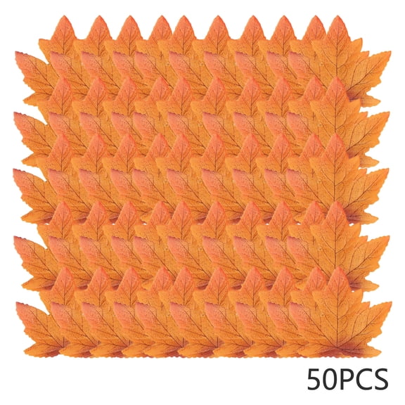 Bfogop 50Pcs Fall Artificial Maple Leaves, Fake Fall Maple Leaves Bluk for Thanksgiving Halloween, Faux Autumn Maple Leaves for Wedding Party Harvest Season Table Decor