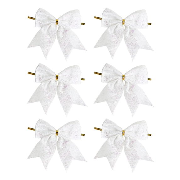 Bfogop 6 Pcs Small Glitter Velvet Christmas Bows for Christmas Tree, Twist Tie Bows for Treat Bag Bakery Candy Bags Wreath, Gift Wrapping, Crafts, Wedding, Party, Home Decor 3.5 inch