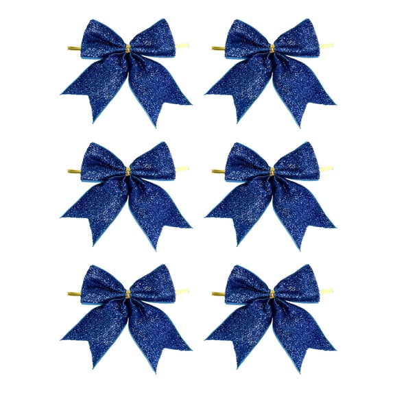 Bfogop 6 Pcs Small Glitter Velvet Christmas Bows for Christmas Tree, Twist Tie Bows for Treat Bag Bakery Candy Bags Wreath, Gift Wrapping, Crafts, Wedding, Party, Home Decor 3.5 inch