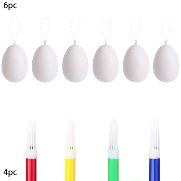 Bfogop 6 Pieces Fake Eggs, Unfinished Easter Eggs Mini Easter Egg to Paint Unpainted Artificial for DIY Painting Crafts for DIY Easter Eggs, Crafts and Easter Decor with Color Pen