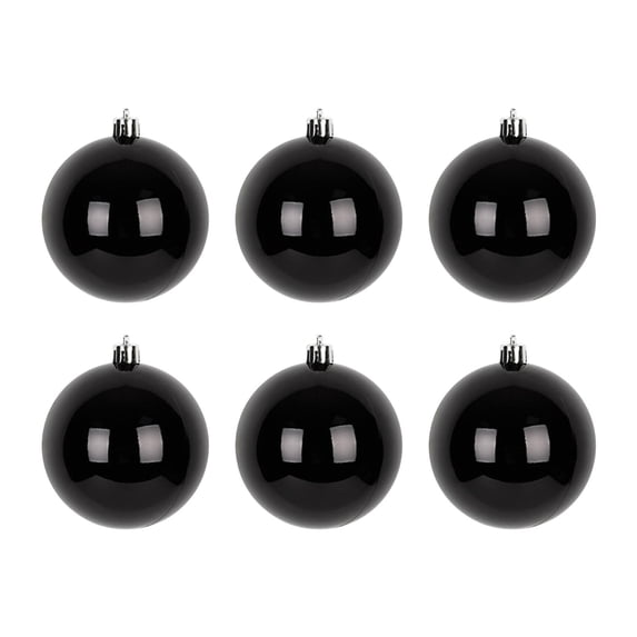 Bfogop 6Pcs Shiny Black Ball Christmas Ornaments, Hanging Baubles for Xmas Tree Decoration, 3.15inch Decorative Ball Ornaments Shatterproof Xmas Decorations Set for Holiday Decor