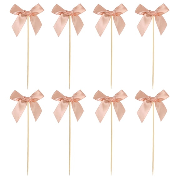 Bfogop 8Pcs Bow Cupcake Toppers Bow Cake Topper Birthday Decorations, Bowknot Cupcake Picks for Coquette Bow Theme Party Decoration Bachelorette Bridal Engagement Wedding Party Decor