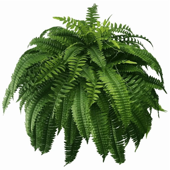 Bfogop Artificial Boston Fern Bush 2Pcs - Large Artificial Ferns for Outdoors,20 Inch Large Faux Ferns, Suitable for Office & Living Room Decor, 60 Branches for Each Bouquet