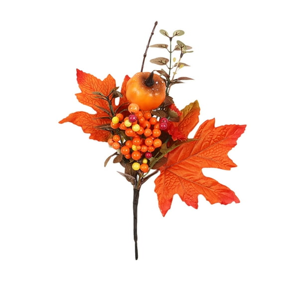 Bfogop Artificial Fake Pumpkin Branches Fall Floral Picks Assorted Berry Fall Stems Maple Leaves Branches Decor Fall for Tables Wreath Halloween Thanksgiving Autumn Home Decor 10 Inch