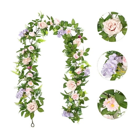 Bfogop Artificial Flowers Garland Spring Eucalyptus Garland Vintage Fake Flower Peony Rose Vine Greenery Decor Wall Hanging Plant for Wedding Arch Door Arrangement Party Decor 6.5 FT