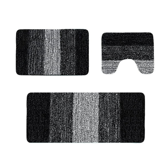Bfogop Bathroom Rugs Sets 3 Piece, Soft Absorbent Microfiber Bath Rugs with U-Shaped Contour Toilet Rug, Thick Non-Slip Plush Shaggy Bath Mat Set Machine Washable Floor Mats