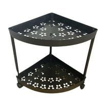 Bfogop Bathroom Standing Shelf, 2 Tier Corner Stand, Triangular Curved Corner Shelf Stand for Small Space, Free-Wheel Shelf Units, Ideal for Bathroom, Kitchen Storage and Organizer