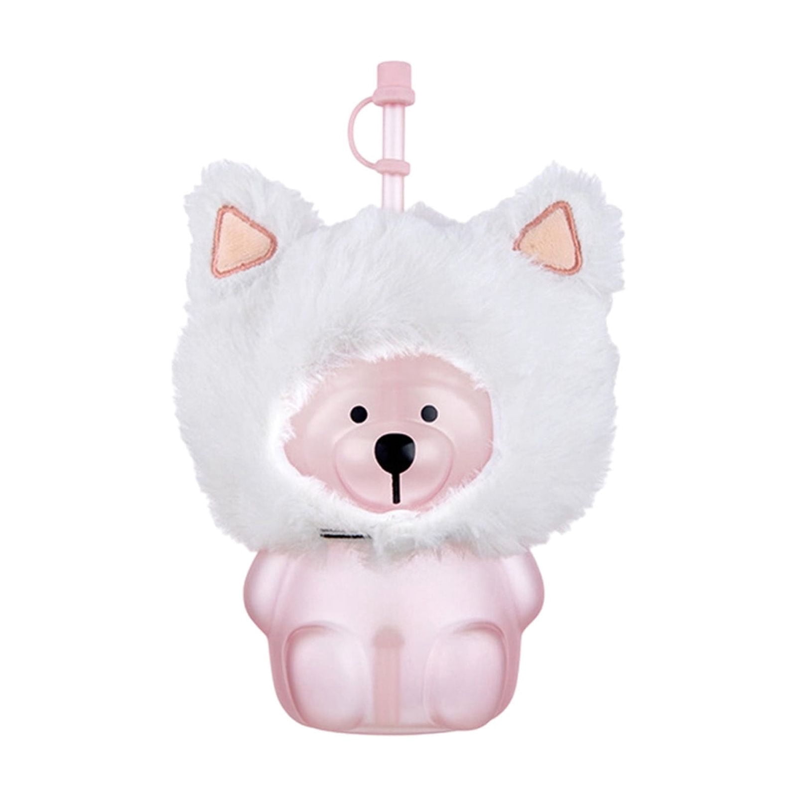 Bfogop Bear Shaped Water Bottle with Straw Cute Portable Water Bottles ...