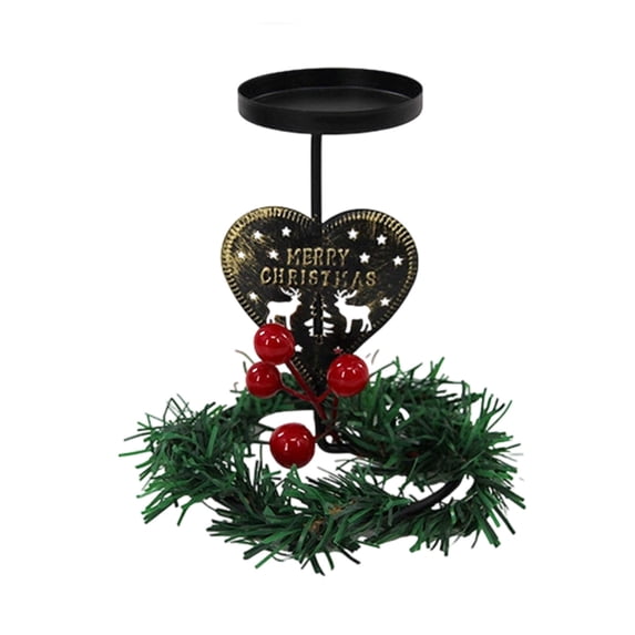 Bfogop Christmas Candle Holders Gold Snowflake Candlestick Red Berry Pine Leaves Decoration for Taper Table Centerpiece Holiday Home Party Decor Christmas Holders 4.3x5.3Inch