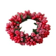 thumbnail image 1 of Bfogop Christmas Candle Rings, Artificial Red Berries Pine Needles Candle Rings Holder Small Mini Wreath for Christmas Table Centerpieces Door Window Wedding Party Decor 3 Inch, 1 of 6