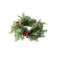 thumbnail image 1 of Bfogop Christmas Candle Rings Wreath Norfolk Pine Garland Red Berry Pinecones Wreaths Artificial Berries Snowy Pine Garland Candle Ring Holder for Christmas Wedding Home Table 10 Inch, 1 of 9