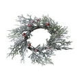 thumbnail image 1 of Bfogop Christmas Candle Rings Wreath Norfolk Pine Garland Red Berry Pinecones Wreaths Artificial Berries Snowy Pine Garland Candle Ring Holder for Christmas Wedding Home Table 10 Inch, 1 of 9