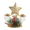thumbnail image 1 of Bfogop Christmas Candlestick Holders, Golden Iron Metal Centerpieces for Tables Festive Ornaments with Red Berry Decor Pine Cones Decor, Candlestick Holders for Holiday 6.7Inch, 1 of 6