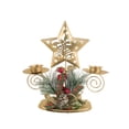 thumbnail image 1 of Bfogop Christmas Candlestick Holders, Golden Iron Metal Centerpieces for Tables Festive Ornaments with Red Berry Decor Pine Cones Decor, Candlestick Holders for Holiday 6.7Inch, 1 of 6