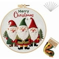 thumbnail image 1 of Bfogop Christmas Embroidery Kit Set Embroidery DIY Kit with Pre-Printed Gnomes & Cross Stitch Patterns Instructions, Color Threads & Needles Embroidery Kit for Adults & Beginners, 1 of 1