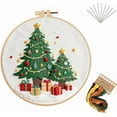 thumbnail image 1 of Bfogop Christmas Embroidery Kit Set Embroidery DIY Kit with Pre-Printed Gnomes & Cross Stitch Patterns Instructions, Color Threads & Needles Embroidery Kit for Adults & Beginners, 1 of 1