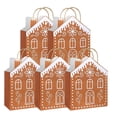 thumbnail image 1 of Bfogop Christmas Gift Bags with Handles Gingerbread House Shaped Treat Candy Goodies Bags Bulk Cute Winter Snow Paper Bags for Christmas Holiday Party Favors Supplies 10x7 Inch, 1 of 5