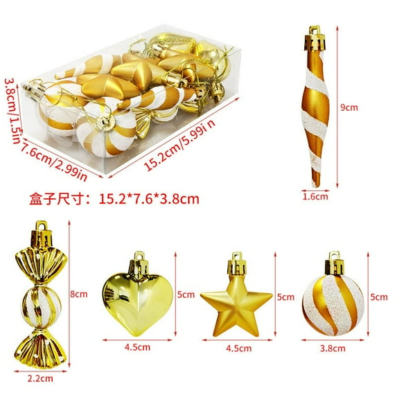 Bfogop Christmas Mini Balls Ornaments Miniature Xmas Tree Hanging Decorations 5 Styles Small Vintage Glitter Balls for Holiday Party Outdoor Indoor DIY Craft Decor Supplies 13 Pcs
