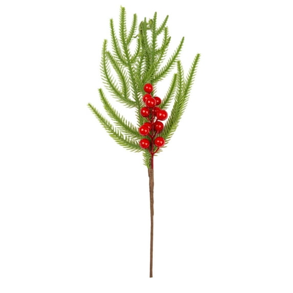 Bfogop Christmas Pine Cone Red Berry Picks Stems Crafts Branch Christmas Wreath 15Inch, Holly Artificial Evergreen Branches Tiny Pine Cones Picks Decor Picks for Wreaths DIY Xmas Gifts