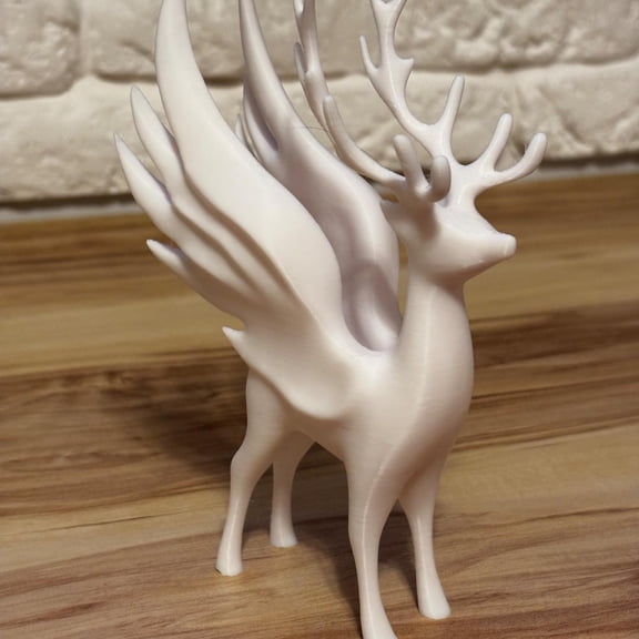 Bfogop Christmas Reindeer with Wing Figurine Decoration, Winter Holiday Elk Resin Lucky Deer Ornaments, Standing Reindeer Statues Xmas Home Decor for Living Room, Bedroom 7Inch