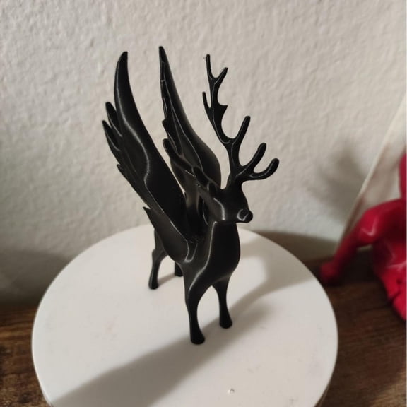 Bfogop Christmas Reindeer with Wing Figurine Decoration, Winter Holiday Elk Resin Lucky Deer Ornaments, Standing Reindeer Statues Xmas Home Decor for Living Room, Bedroom 7Inch