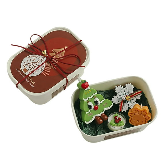 Bfogop Christmas Scented Candles Set of 3, Christmas Candles with Gift Box, Candles for Home Scented, Creative Handmade Candle Souvenir Christmas Tree Aromatherapy Candle Gift Box