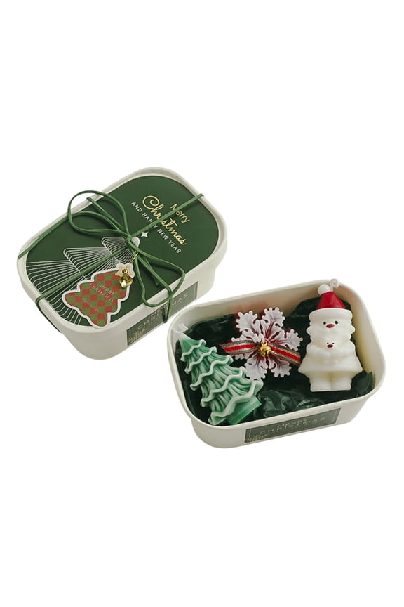 Christmas Scented Candles Set of 3, Christmas Candles with Gift Box, Candles for Home Scented, Creative Handmade Candle Souvenir Christmas Tree Aromatherapy Candle Gift Box