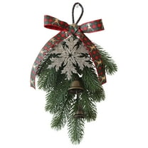 Bfogop Christmas Swags for Decor Outdoor, Garland Winter Swag Teardrop Ornament Pine Cone Bow Decorative Props Pendant for Front Door Indoor Outdoor Wall Hanging Wreaths Decor 12Inch