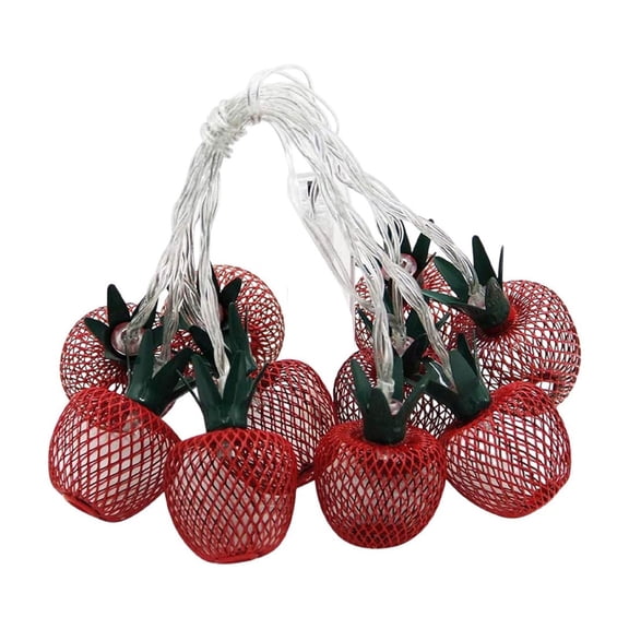 Bfogop Christmas Tree String Light 5.4Feet LED Apple Fruit String Light Metal Mesh Fairy Lights Battery Operated Twinkle Lamp for Bedroom Wedding Indoor Outdoor Home Party Decoration