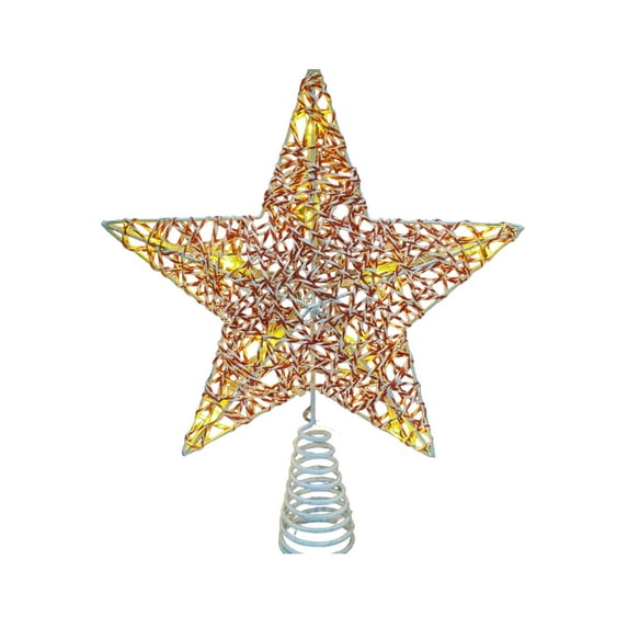 Bfogop Christmas Tree Topper, 11 Inches Lighted Gold Glittered Star Tree Topper, LED Sparkling Tree Toppers Christmas Decor, Battery Powered Xmas Treetop Star Decor Holiday Tree Toppers