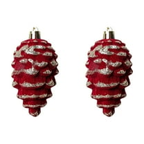 Bfogop Christmas Velvet Ornaments for Christmas Tree Decor Burgundy Ornament Baubles Flocking Decorative Pendants for Winter Holiday Decor Shatterproof Xmas Balls Ornaments Bulk 2Pcs