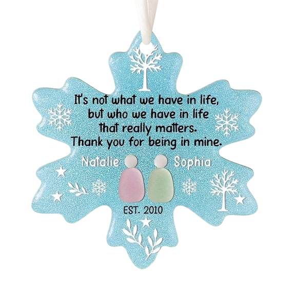 Bfogop Coastal Christmas Tree Ornament,2D Acrylic Sea Glass Christmas Tree Hanging Decor, Christmas Pendants Decor with Rope, for Sea Lovers, Xmas Tree Friendship Keepsake Decor 3.15 Inch