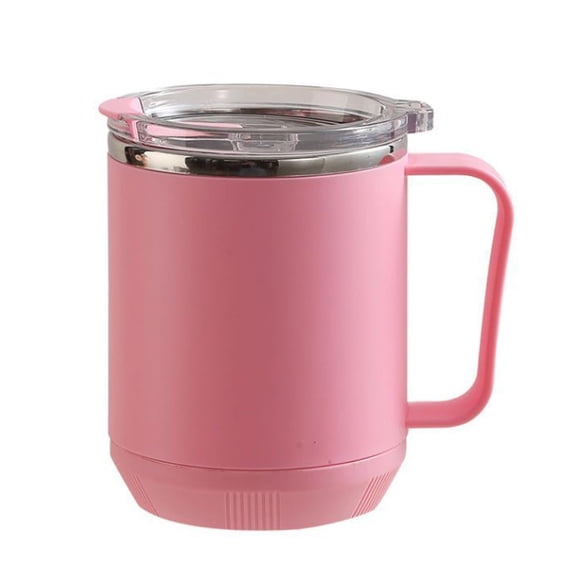 Bfogop Coffee Mug, Portable Double Layer Stainless Steel Mug With Lid And Handle, Induction Heatable, For Travel, Camping, Office
