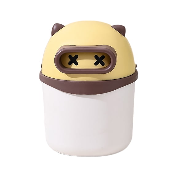 Bfogop Cute Desktop Trash Can Wastebasket ,Creative Mini Waste Garbage Can with Lid for Home Kitchen Dressing Office Kids Bedroom