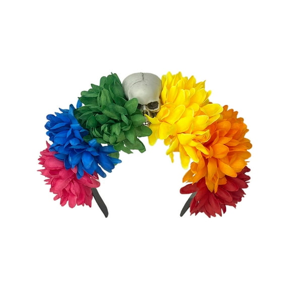 Bfogop Day of The Dead Headband Rose Flower Crown Halloween Party Ghost Festival Headband Women's Headpiece Hair Hoop,Halloween Headbands Flower Hair Accessories for Women