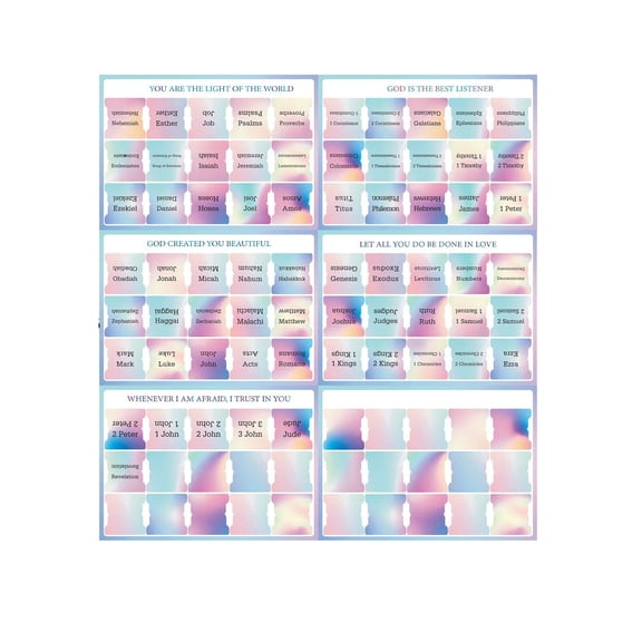 Bfogop Decorative Laminated Bible Tabs 90PCS Cute Bible tabs 66 Book Tabs 24 Blank Tabs for Old and New Testament,Easy to Read and Apply, Bible Index Tabs,Bible Study Supplies