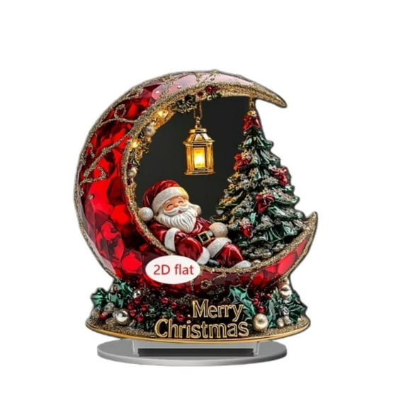 Bfogop Desktop Christmas Decor Santa Claus Snowman 2D Acrylic Table Ornament Lightweight Flat Design Holiday Atmosphere Props for Bedroom Living Room Yard Outdoor Family Gatherings