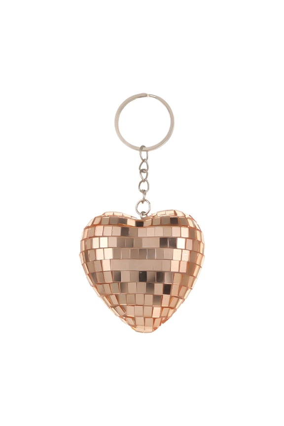 Disco Ball Heart Keychain for Bag Keyring Charm for Wallet Keychain Disco Themed Gifts Hanging Accessories Heart Car Charms Ball Rear View Mirror, Car Rear View Mirror Pendant