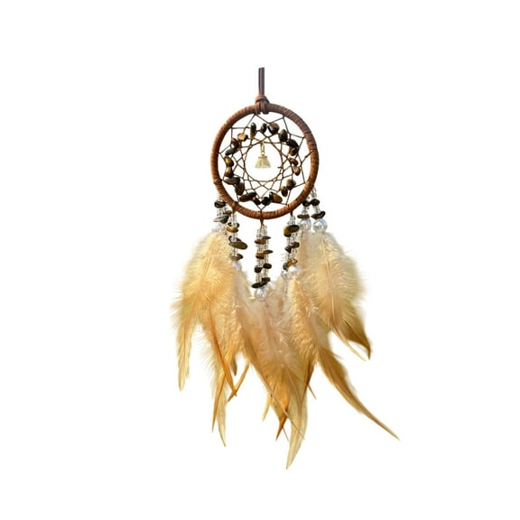 Bfogop Dream Catcher 18.5 Inch Car Rear View Mirrior Hanging Accessories, Crystals Stones Feather Pendant Interior Rearview Mirror Decoration Car Charms Pendant Gift
