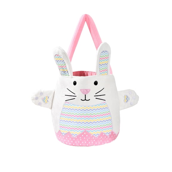 Bfogop Easter Baskets for Kids, Easter Egg Hunting Basket Easter Buckets, Bunny Rabbit Easter Tote Bags for Easter Decorations Candy Gifts Toy Storage 10Inch