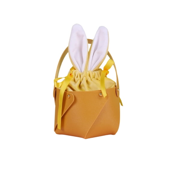 Bfogop Easter Bunny Basket Bags Bulk for Kids Rabbit Ear Velvet Drawstring Candy Bag Leather Basket Buckets Candy Party Supplies Toy Storage Easter Decor Reusable Burlap Treat Bag