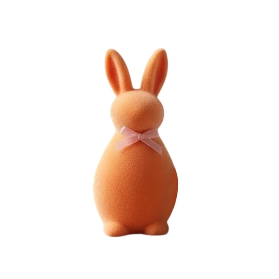 Bfogop Easter Decor Pastel Flocked Bunny Figurines 6 Inch Tiered Tray Decor Bow Tied Bunny Tabletop Centerpiece Spring Home Signs for Easter Party Living Room Office