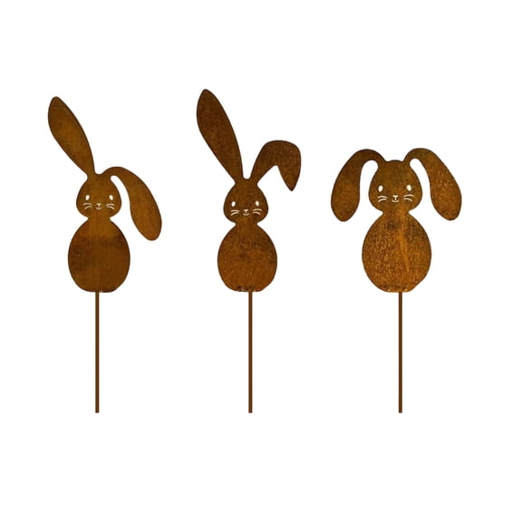 Bfogop Easter Garden Stake, Metal Realistic Rusty Metal Animal Garden Stake Pack Decorative Garden Stakes Yard Art Flowerbed Outdoor Decoration Outside Decor