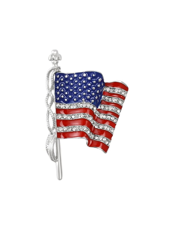 Enamel USA American Flag Brooch Pin, Crystal American Flag Pin for Clothes Scarf Bag Hat, Lapel Us Brooches Patriotic Medal Brooches Men and Women's Birthday Gifts