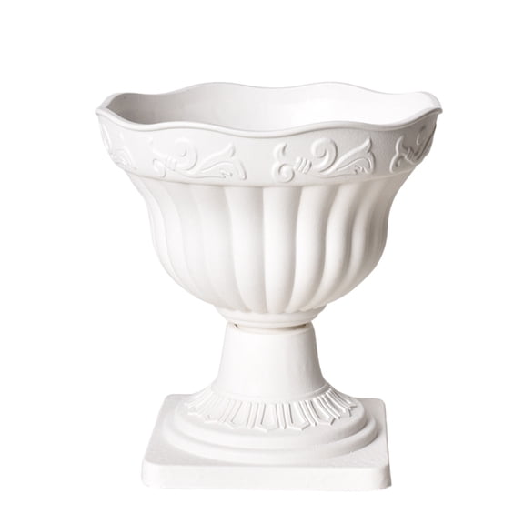 Bfogop European Style White Plastic Flowerpots Decorative Holders for Indoor and Outdoor Use Elegant Containers for Home Decor and Event Arrangements for Balcony and Party Use